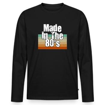 80er Die Musik der 80er Jahre - Männer Premium Bio Langarmshirt - Schwarz - Vorne - Nico (187cm)