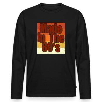 80er Die Musik der 80er Jahre - Männer Premium Bio Langarmshirt - Schwarz - Vorne - Nico (187cm)