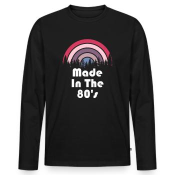 80er Die Musik der 80er Jahre - Männer Premium Bio Langarmshirt - Schwarz - Vorne - Nico (187cm)
