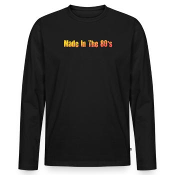 80er Die Musik der 80er Jahre - Männer Premium Bio Langarmshirt - Schwarz - Vorne - Nico (187cm)