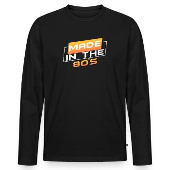80er Die Musik der 80er Jahre - Männer Premium Bio Langarmshirt - Schwarz - Vorne - Nico (187cm)