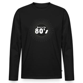 80er Die Musik der 80er Jahre - Männer Premium Bio Langarmshirt - Schwarz - Vorne - Nico (187cm)