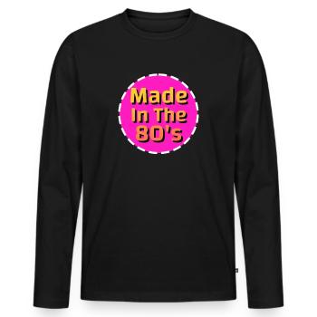 80er Die Musik der 80er Jahre - Männer Premium Bio Langarmshirt - Schwarz - Vorne - Nico (187cm)