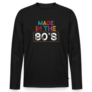 80er Die Musik der 80er Jahre - Männer Premium Bio Langarmshirt - Schwarz - Vorne - Nico (187cm)