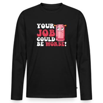Votre travail pourrait être pire Papier toilette Lieu de travail - T-shirt manches longues Premium bio Homme - noir - Devant - Nico (187cm)