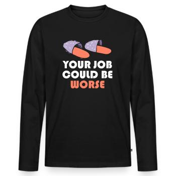 Votre travail pourrait être pire Papier toilette Lieu de travail - T-shirt manches longues Premium bio Homme - noir - Devant - Nico (187cm)