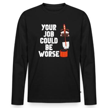 Votre travail pourrait être pire Papier toilette Lieu de travail - T-shirt manches longues Premium bio Homme - noir - Devant - Nico (187cm)