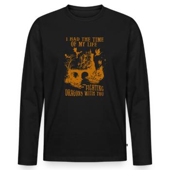I Had The Time Of My Life Fighting Dragons - Men's Premium Organic Long Sleeve Shirt - black - Front - Nico (187cm)