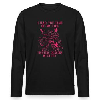 I Had The Time Of My Life Fighting Dragons - Men's Premium Organic Long Sleeve Shirt - black - Front - Nico (187cm)