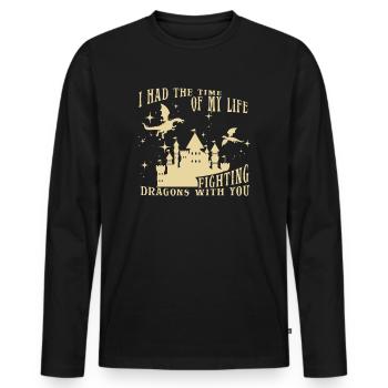 I Had The Time Of My Life Fighting Dragons - Men's Premium Organic Long Sleeve Shirt - black - Front - Nico (187cm)