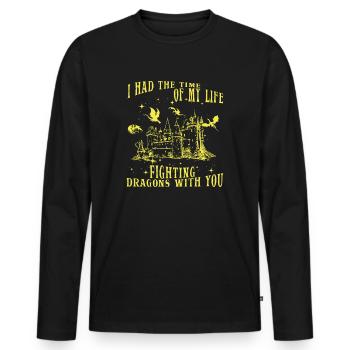 I Had The Time Of My Life Fighting Dragons - Men's Premium Organic Long Sleeve Shirt - black - Front - Nico (187cm)