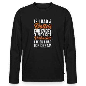 Wenn ich einen Dollar hätte, Eis - Männer Premium Bio Langarmshirt - Schwarz - Vorne - Nico (187cm)