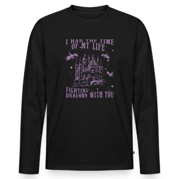I Had The Time Of My Life Fighting Dragons - Men's Premium Organic Long Sleeve Shirt - black - Front - Nico (187cm)