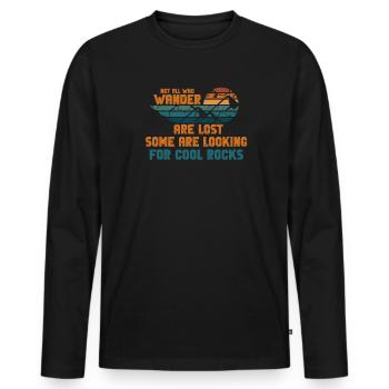 Wandern Sie auf der Suche nach kühlen Felsen - Männer Premium Bio Langarmshirt - Schwarz - Vorne - Nico (187cm)