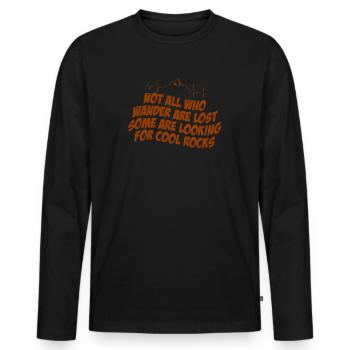 Wandern Sie auf der Suche nach kühlen Felsen - Männer Premium Bio Langarmshirt - Schwarz - Vorne - Nico (187cm)