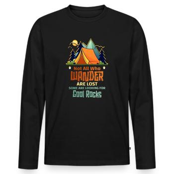 Wandern Sie auf der Suche nach kühlen Felsen - Männer Premium Bio Langarmshirt - Schwarz - Vorne - Nico (187cm)