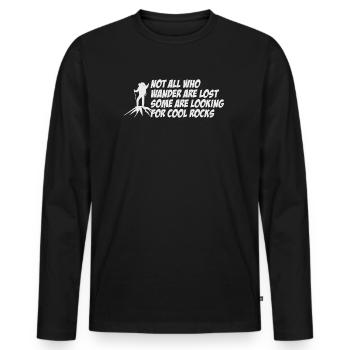 Wandern Sie auf der Suche nach kühlen Felsen - Männer Premium Bio Langarmshirt - Schwarz - Vorne - Nico (187cm)