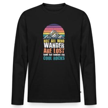 Wandern Sie auf der Suche nach kühlen Felsen - Männer Premium Bio Langarmshirt - Schwarz - Vorne - Nico (187cm)