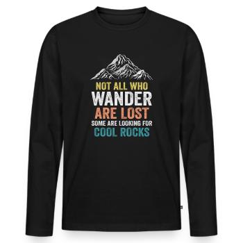 Wandern Sie auf der Suche nach kühlen Felsen - Männer Premium Bio Langarmshirt - Schwarz - Vorne - Nico (187cm)