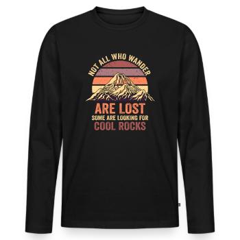Wander Some Looking For Cool Rocks - Men's Premium Organic Long Sleeve Shirt - black - Front - Nico (187cm)