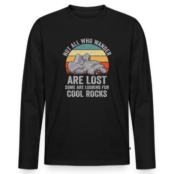 Wander Some Looking For Cool Rocks - Men's Premium Organic Long Sleeve Shirt - black - Front - Nico (187cm)