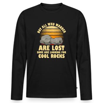 Wandern Sie auf der Suche nach kühlen Felsen - Männer Premium Bio Langarmshirt - Schwarz - Vorne - Nico (187cm)
