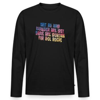 Wandern Sie auf der Suche nach kühlen Felsen - Männer Premium Bio Langarmshirt - Schwarz - Vorne - Nico (187cm)