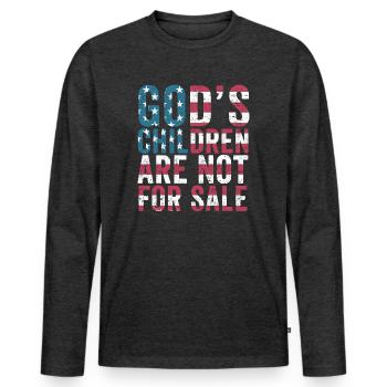 God's Children Are Not For Sale Christian Children - Men's Premium Organic Long Sleeve Shirt - heather anthracite - Front - Nico (187cm)