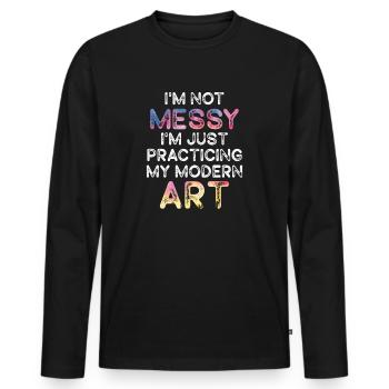 Je ne suis pas une peinture d’Art moderne amusante et désordonnée - T-shirt manches longues Premium bio Homme - noir - Devant - Nico (187cm)