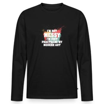 Je ne suis pas une peinture d’Art moderne amusante et désordonnée - T-shirt manches longues Premium bio Homme - noir - Devant - Nico (187cm)