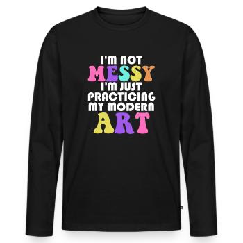 Je ne suis pas une peinture d’Art moderne amusante et désordonnée - T-shirt manches longues Premium bio Homme - noir - Devant - Nico (187cm)