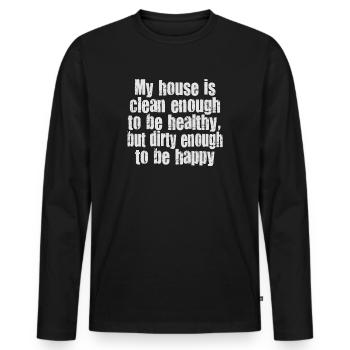Mein Haus ist sauber genug, um gesund zu sein - Männer Premium Bio Langarmshirt - Schwarz - Vorne - Nico (187cm)