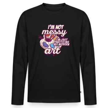 Je ne suis pas une peinture d’Art moderne amusante et désordonnée - T-shirt manches longues Premium bio Homme - noir - Devant - Nico (187cm)