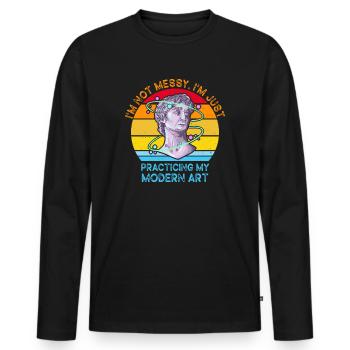 Je ne suis pas une peinture d’Art moderne amusante et désordonnée - T-shirt manches longues Premium bio Homme - noir - Devant - Nico (187cm)