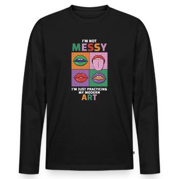 Je ne suis pas une peinture d’Art moderne amusante et désordonnée - T-shirt manches longues Premium bio Homme - noir - Devant - Nico (187cm)