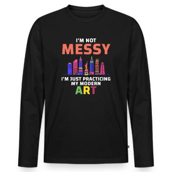 Je ne suis pas une peinture d’Art moderne amusante et désordonnée - T-shirt manches longues Premium bio Homme - noir - Devant - Nico (187cm)