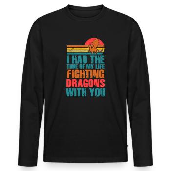 I Had The Time Of My Life Fighting Dragons - Men's Premium Organic Long Sleeve Shirt - black - Front - Nico (187cm)