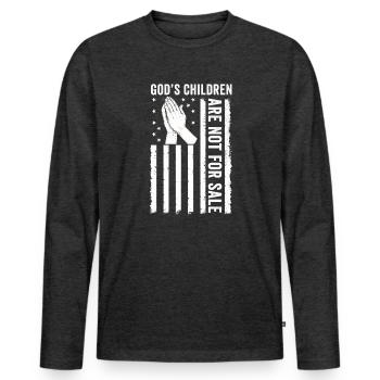 God's Children Are Not For Sale Christian Children - Men's Premium Organic Long Sleeve Shirt - heather anthracite - Front - Nico (187cm)