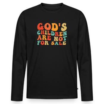 God's Children Are Not For Sale Christian Children - Men's Premium Organic Long Sleeve Shirt - black - Front - Nico (187cm)