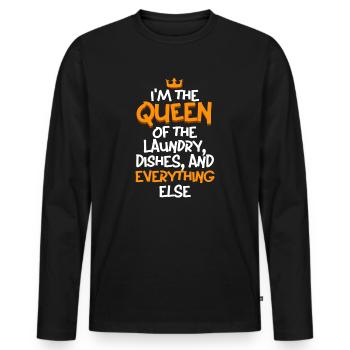 Reine de la lessive, de la vaisselle et de tout le reste - T-shirt manches longues Premium bio Homme - noir - Devant - Nico (187cm)