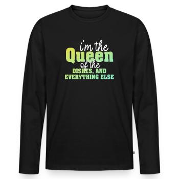 Reine de la lessive, de la vaisselle et de tout le reste - T-shirt manches longues Premium bio Homme - noir - Devant - Nico (187cm)