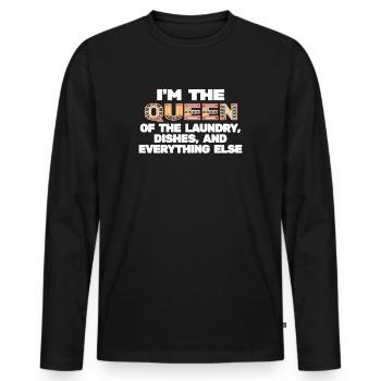 Reine de la lessive, de la vaisselle et de tout le reste - T-shirt manches longues Premium bio Homme - noir - Devant - Nico (187cm)