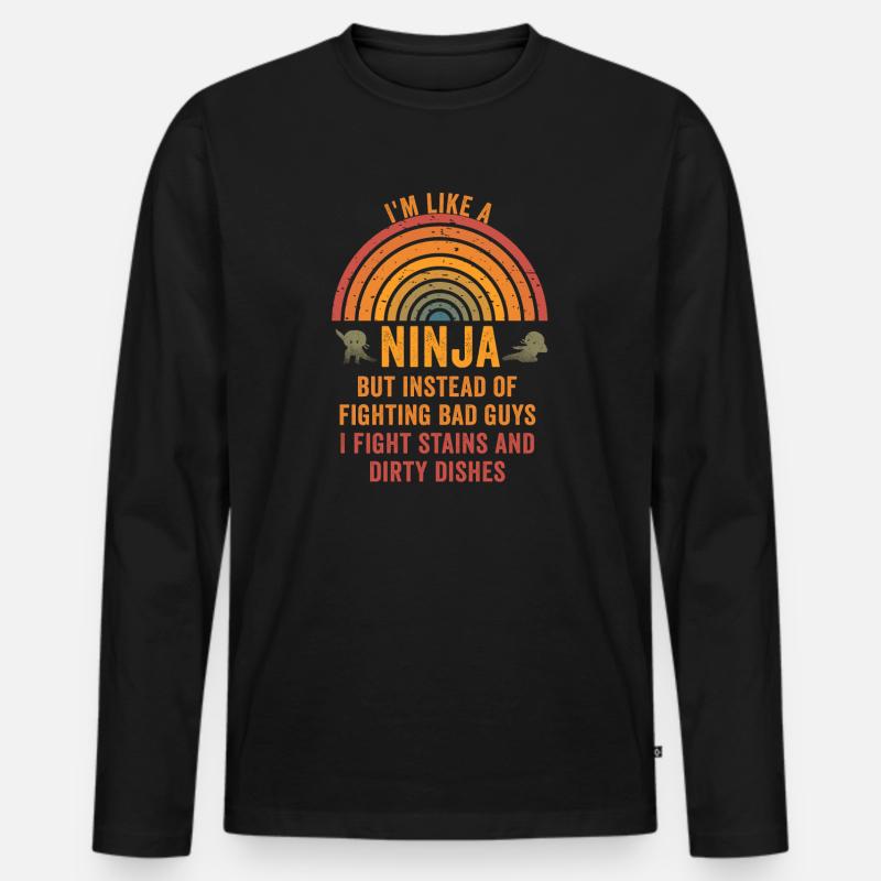 Wie eine Ninja-Hausfrau - Männer Premium Bio Langarmshirt - Schwarz