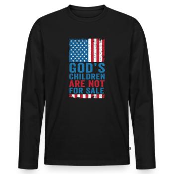 God's Children Are Not For Sale Christian Children - Men's Premium Organic Long Sleeve Shirt - black - Front - Nico (187cm)