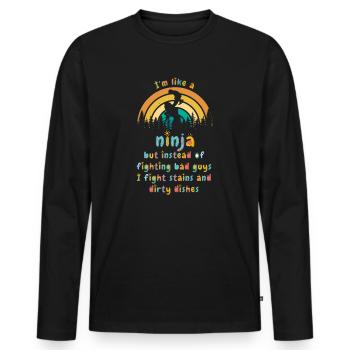 Like A Ninja Housewife - Men's Premium Organic Long Sleeve Shirt - black - Front - Nico (187cm)