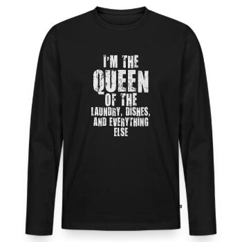 Reine de la lessive, de la vaisselle et de tout le reste - T-shirt manches longues Premium bio Homme - noir - Devant - Nico (187cm)