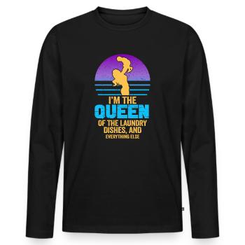 Reine de la lessive, de la vaisselle et de tout le reste - T-shirt manches longues Premium bio Homme - noir - Devant - Nico (187cm)