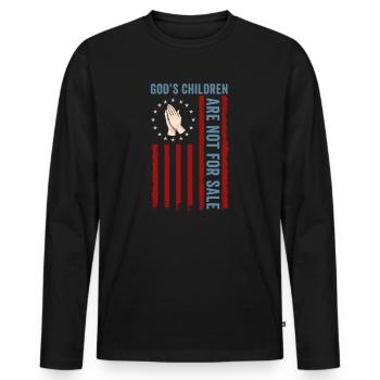 God's Children Are Not For Sale Christian Children - Men's Premium Organic Long Sleeve Shirt - black - Front - Nico (187cm)