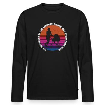 Reine du linge, de la vaisselle et de tout le reste - T-shirt manches longues Premium bio Homme - noir - Devant - Nico (187cm)
