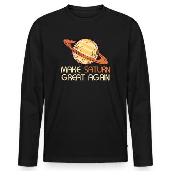 Saturn Raum Planet Sonnensystem Antike Römer - Männer Premium Bio Langarmshirt - Schwarz - Vorne - Nico (187cm)